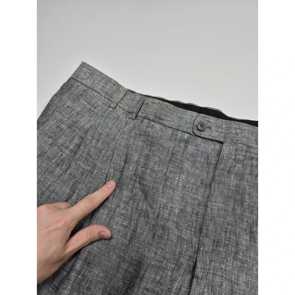 Dreams Dress Pants Mens 51x36 Gray Linen Pleated Relaxed Big Tall Casual NWT
